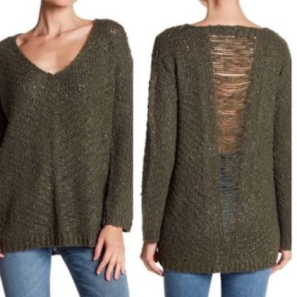 ASTR Olive Open Knit Sweater